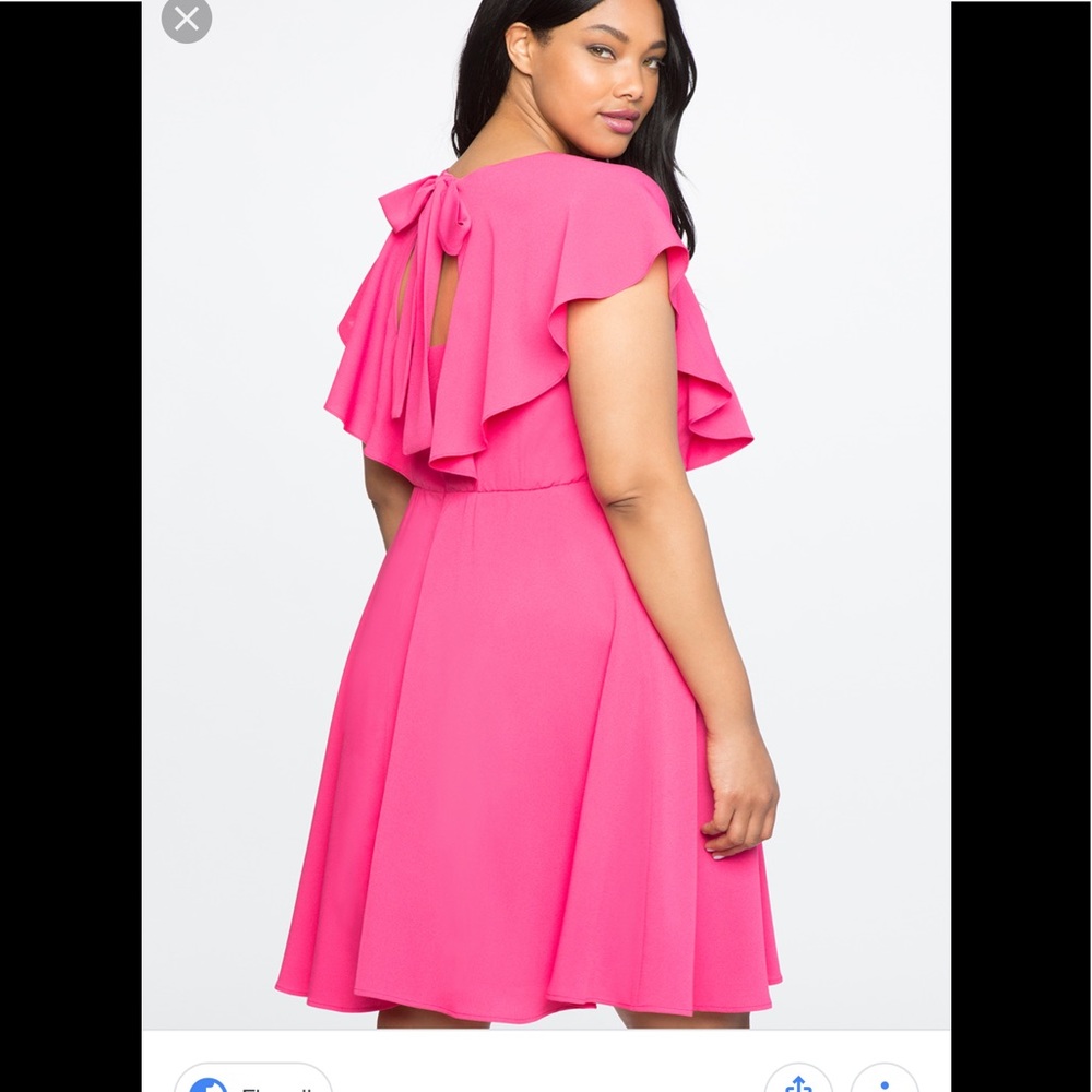 Eloquii Tie Flutter sleeve dress Hot pink size 18 - Picture 2 of 5